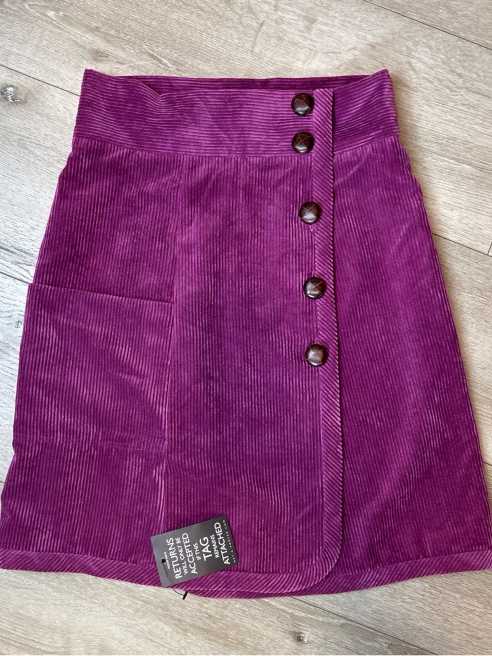 Sonia Rykiel Purple Corduroy A-Line Skirt with Button Trim